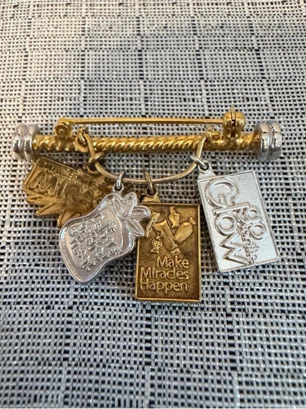Vintage Mary Kay Inspirational Charm Bar Pin Make Miracles Happen